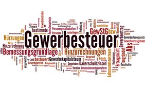 Keine Gewerbesteuerfreiheit für selbständig an einer Einrichtung unterrichtende Lehrer Wortwolke zum Thema Gewerbesteuer enthält "Bemessungsgrundlage", "Hinzurechnungen" und andere Begriffe
